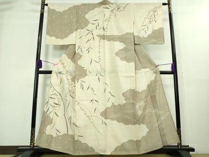 平和屋着物▽極上 染織の名門 しょうざん 生紬 訪問着 単衣 枝垂れ柳 逸品 未使用 DZAA8187kh5