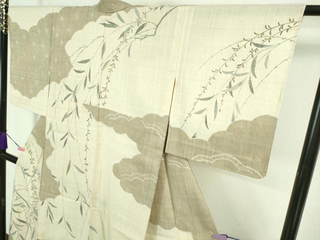 平和屋着物▽極上 染織の名門 しょうざん 生紬 訪問着 単衣 枝垂れ柳 逸品 未使用 DZAA8187kh5