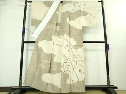 平和屋着物▽極上 染織の名門 しょうざん 生紬 訪問着 単衣 枝垂れ柳 逸品 未使用 DZAA8187kh5