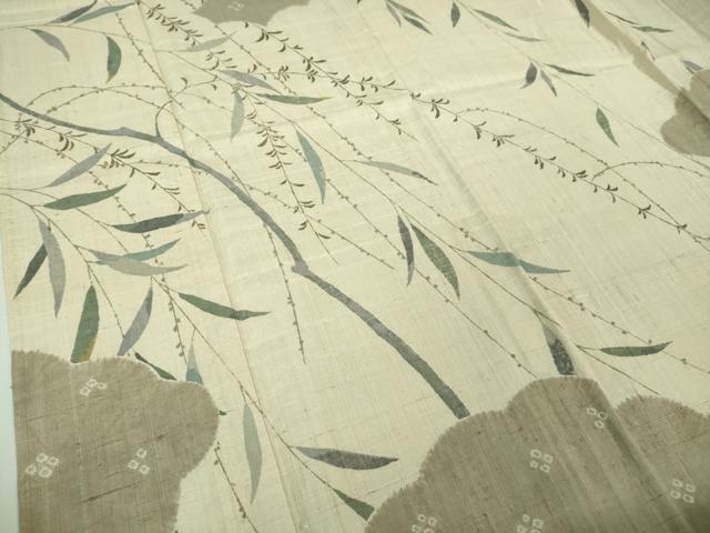 平和屋着物▽極上 染織の名門 しょうざん 生紬 訪問着 単衣 枝垂れ柳 逸品 未使用 DZAA8187kh5