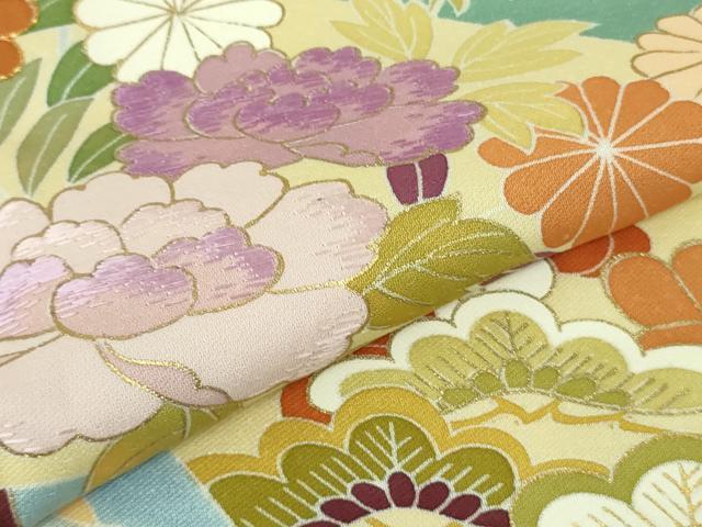 平和屋本店■極上　創業460年・千總　訪問着　駒刺繍　扇面吉祥花文　暈し染め　金彩　逸品　DZAA8193kh5