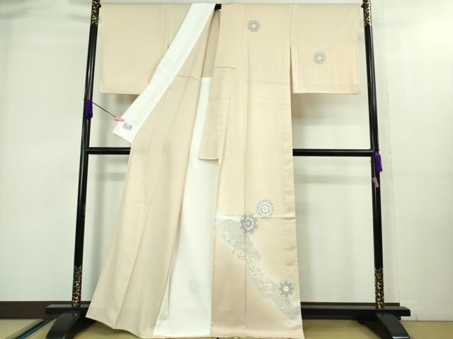 平和屋本店■極上　洗える最高級着物　＜英＞はなぶさ謹製　訪問着　単衣　正倉院花文　肌色地　逸品　DZAA8194kh5