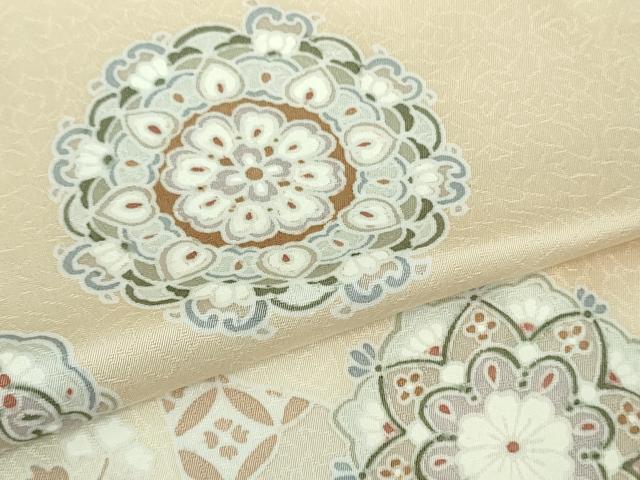 平和屋本店■極上　洗える最高級着物　＜英＞はなぶさ謹製　訪問着　単衣　正倉院花文　肌色地　逸品　DZAA8194kh5