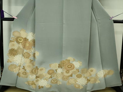 平和屋本店■極上　創業460年・千總　色留袖　駒刺繍　乱菊　スモークブルー色地　暈し染め　金彩　三越扱い　逸品　DZAA8195kh5