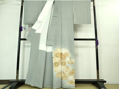 平和屋本店■極上　創業460年・千總　色留袖　駒刺繍　乱菊　スモークブルー色地　暈し染め　金彩　三越扱い　逸品　DZAA8195kh5
