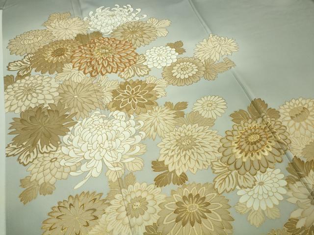 平和屋本店■極上　創業460年・千總　色留袖　駒刺繍　乱菊　スモークブルー色地　暈し染め　金彩　三越扱い　逸品　DZAA8195kh5