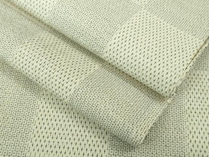 平和屋本店▽極上 本塩沢 単衣 110亀甲 市松文様 ゑり善扱い ロング丈 逸品 未使用 DZAA8198kh5