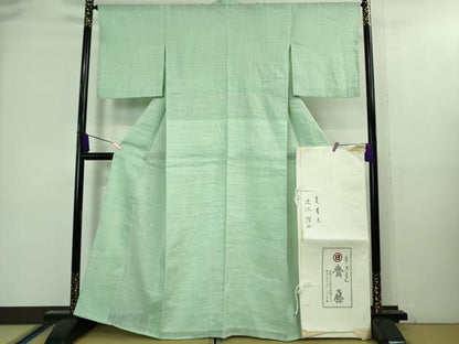 平和屋本店■極上　夏物　京都祇園の老舗　ぎをん齋藤　近江縮み　薄萌葱色地　たとう紙付き　逸品　DZAA8201kh5