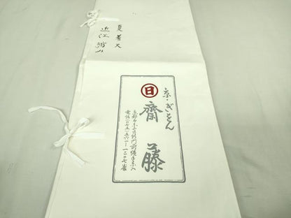 平和屋本店■極上　夏物　京都祇園の老舗　ぎをん齋藤　近江縮み　薄萌葱色地　たとう紙付き　逸品　DZAA8201kh5