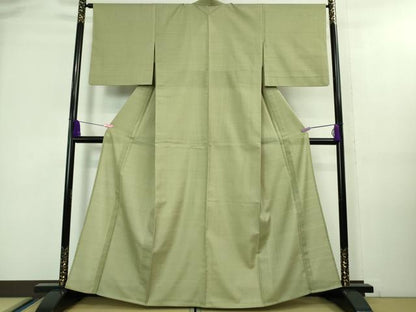 平和屋本店■極上　夏物　銀座もとじ　夏お召　間道　柳茶色地　逸品　DZAA8203kh5