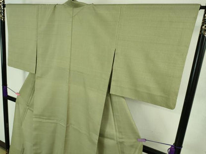 平和屋本店■極上　夏物　銀座もとじ　夏お召　間道　柳茶色地　逸品　DZAA8203kh5