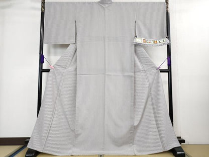 平和屋着物▽極上 本塩沢 やまだ織 単衣 縞 小出マサイ作 証紙付き 逸品 DZAA8205kh5