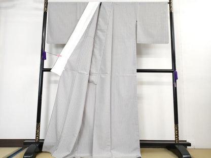 平和屋着物▽極上 本塩沢 やまだ織 単衣 縞 小出マサイ作 証紙付き 逸品 DZAA8205kh5