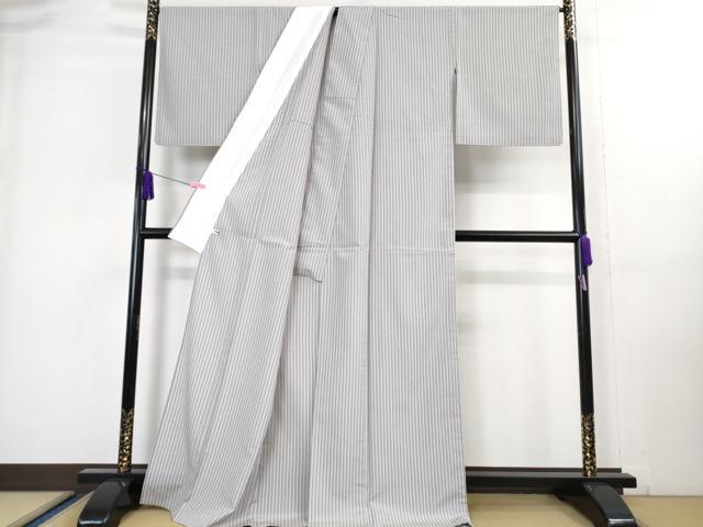 平和屋着物▽極上 本塩沢 やまだ織 単衣 縞 小出マサイ作 証紙付き 逸品 DZAA8205kh5