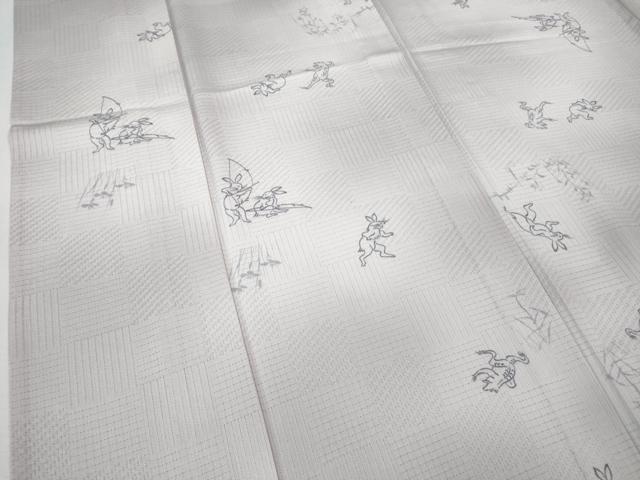 平和屋着物＊極上 夏物 小紋 絞駒絽 染師 松井喜八郎 鳥獣戯画 暈し染め 反端付き 逸品 DZAA8208kh5