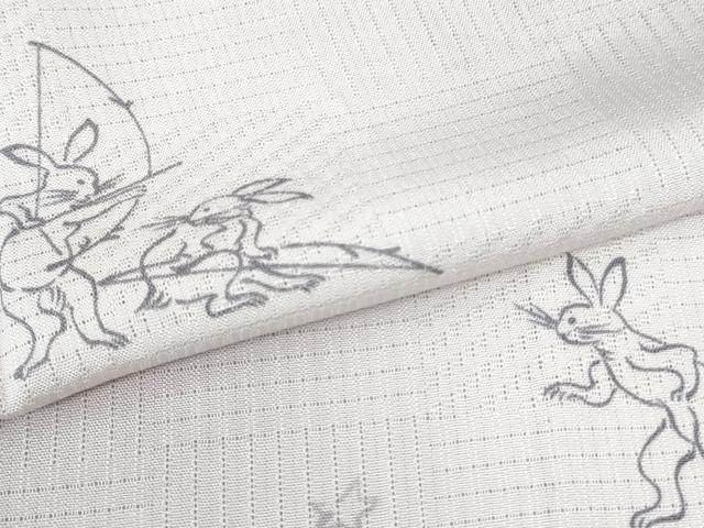 平和屋着物＊極上 夏物 小紋 絞駒絽 染師 松井喜八郎 鳥獣戯画 暈し染め 反端付き 逸品 DZAA8208kh5