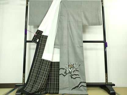 平和屋本店■極上　訪問着　お召地　風神雷神　ロング丈　逸品　DZAA8210kh5