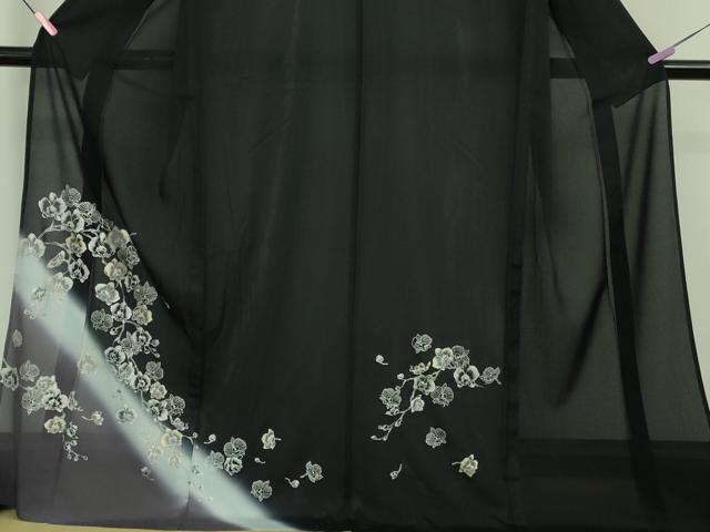 平和屋着物＊極上 夏物 訪問着 絽 胡蝶蘭 濃紺地 暈し染め 金銀彩 逸品 未使用 DZAA8212kh5
