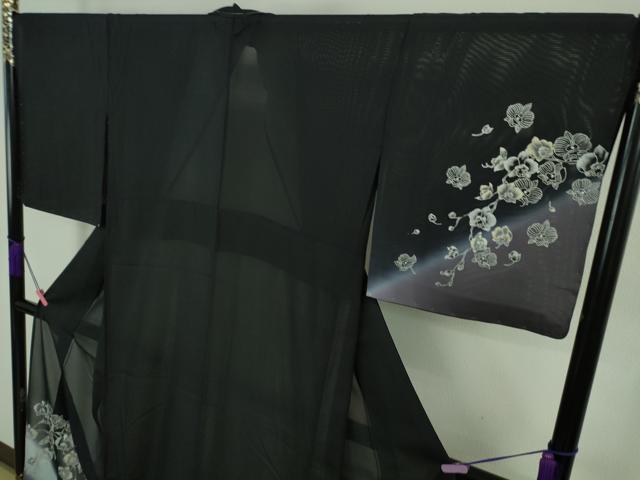 平和屋着物＊極上 夏物 訪問着 絽 胡蝶蘭 濃紺地 暈し染め 金銀彩 逸品 未使用 DZAA8212kh5