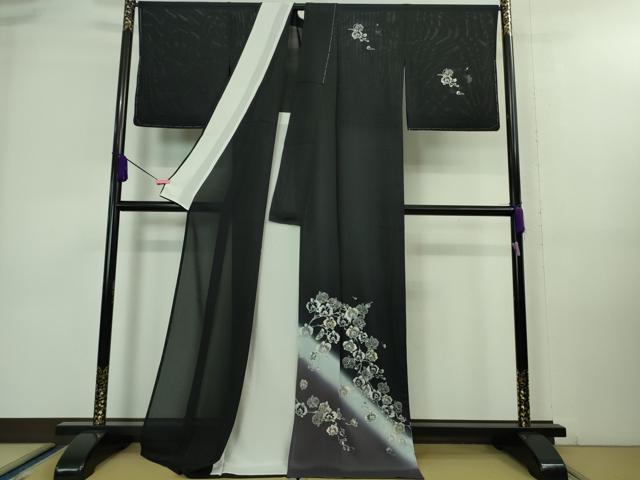 平和屋着物＊極上 夏物 訪問着 絽 胡蝶蘭 濃紺地 暈し染め 金銀彩 逸品 未使用 DZAA8212kh5