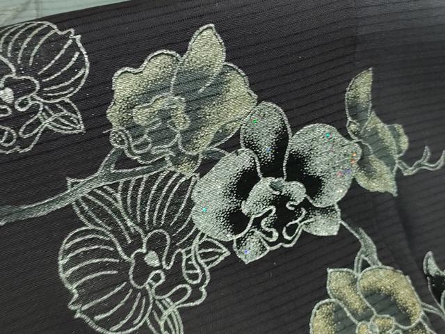 平和屋着物＊極上 夏物 訪問着 絽 胡蝶蘭 濃紺地 暈し染め 金銀彩 逸品 未使用 DZAA8212kh5