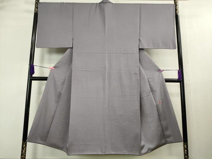 平和屋本店■極上 男性 国際的伝統工芸作家 十二代 藤林徳扇 苑寿 色無地 アンサンブル 羽裏:虎 藤紫色 銀通し地 羽織紐付 逸品DZAA8215kh5