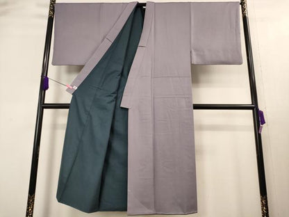 平和屋本店■極上 男性 国際的伝統工芸作家 十二代 藤林徳扇 苑寿 色無地 アンサンブル 羽裏:虎 藤紫色 銀通し地 羽織紐付 逸品DZAA8215kh5