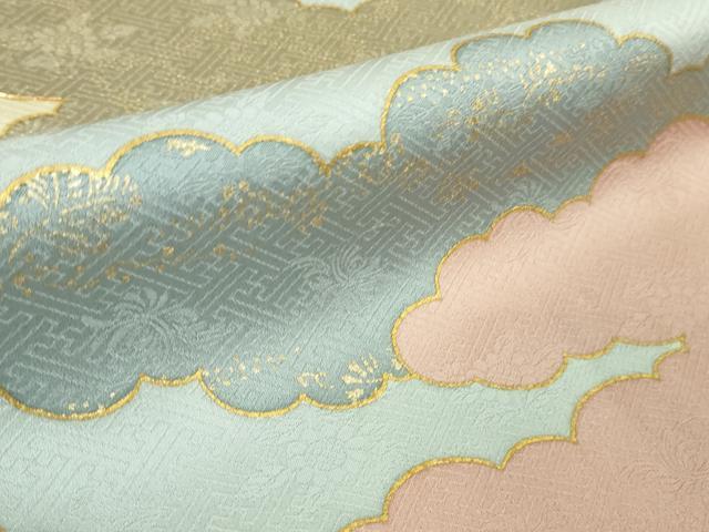 平和屋本店■極上　皇室献上作家　藤井寛　訪問着　駒刺繍　雲重ね　水色地　金彩　逸品　DZAA8216kh5