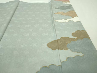 平和屋本店■極上　皇室献上作家　藤井寛　訪問着　駒刺繍　雲重ね　水色地　金彩　逸品　DZAA8216kh5