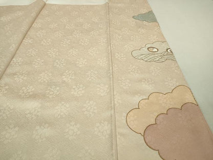 平和屋本店■極上　皇室献上作家　藤井寛　訪問着　駒刺繍　雲重ね　宝尽くし　桜色地　金彩　京都きもの友禅扱い　逸品　DZAA8217kh5