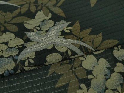 平和屋着物∴極上 夏物 撫松庵 小紋・浴衣兼用 絽縮緬 燕 藤花房 黒地 洗える着物 逸品 DZAA8220kh5