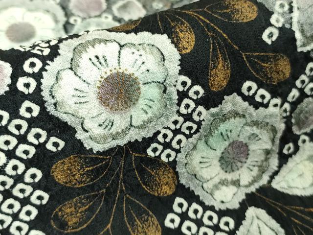 平和屋着物●極上 訪問着 辻が花 暈し染め 白×黒 金彩 逸品 未使用 DZAA8229kh5