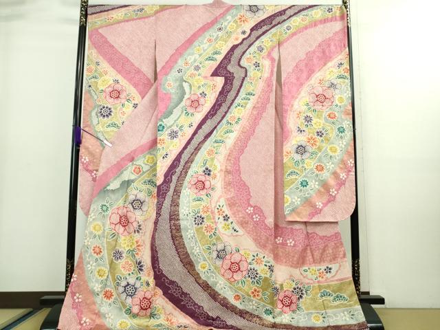 平和屋着物●極上　振袖　絞り　吉祥花松文　金彩　逸品　未使用　DZAA8230kh5
