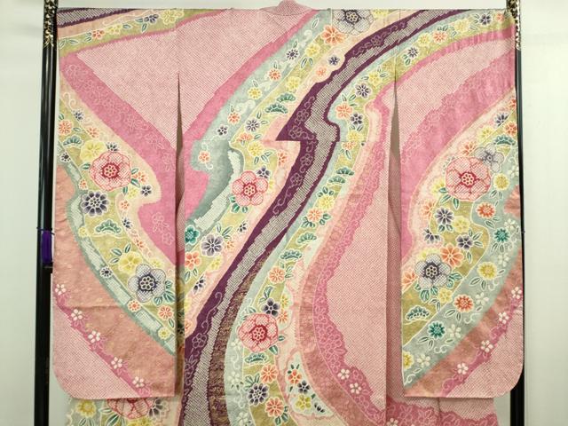 平和屋着物●極上　振袖　絞り　吉祥花松文　金彩　逸品　未使用　DZAA8230kh5