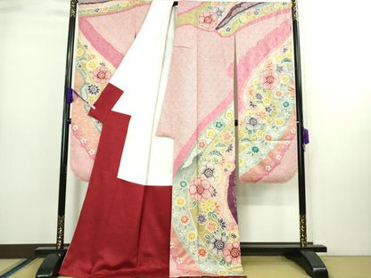 平和屋着物●極上　振袖　絞り　吉祥花松文　金彩　逸品　未使用　DZAA8230kh5