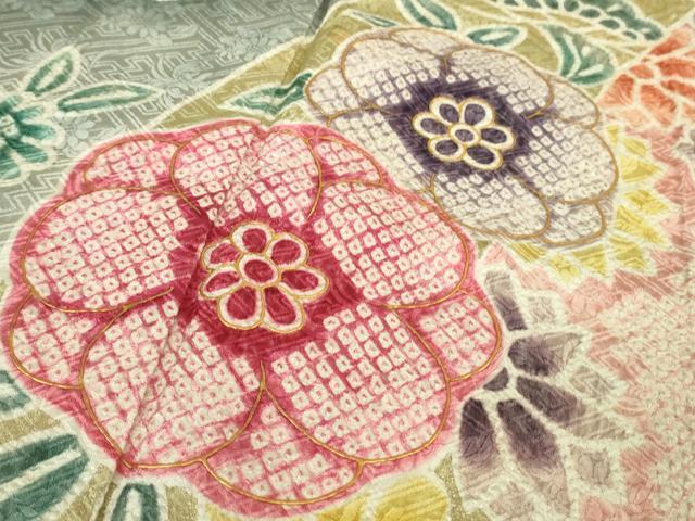 平和屋着物●極上　振袖　絞り　吉祥花松文　金彩　逸品　未使用　DZAA8230kh5