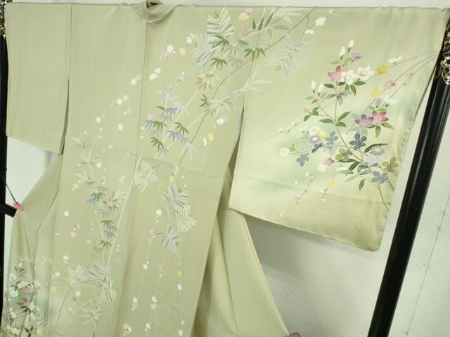 平和屋本店■極上　京加賀友禅　松本健一　訪問着　渡橋笹松花文　柳鼠色地　暈し染め　やまと誂製　逸品　未使用　DZAA8235kh5