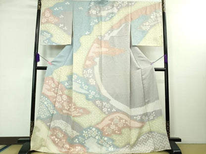 平和屋着物●極上 訪問着 絞り 舞花文 ロング丈 逸品 DZAA8236kh5
