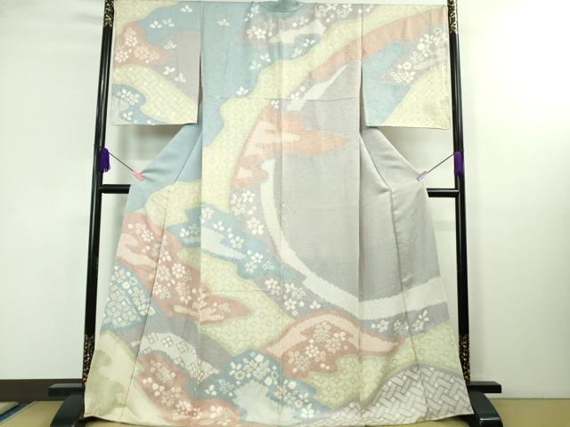 平和屋着物●極上 訪問着 絞り 舞花文 ロング丈 逸品 DZAA8236kh5