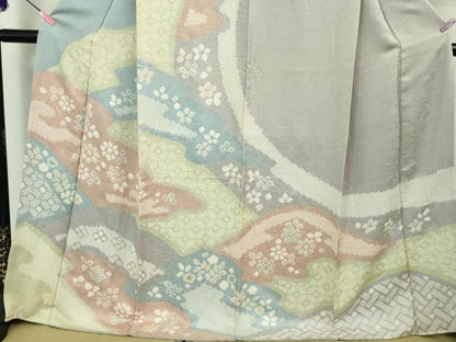 平和屋着物●極上 訪問着 絞り 舞花文 ロング丈 逸品 DZAA8236kh5