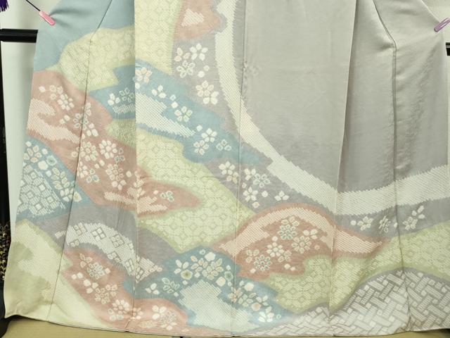 平和屋着物●極上 訪問着 絞り 舞花文 ロング丈 逸品 DZAA8236kh5