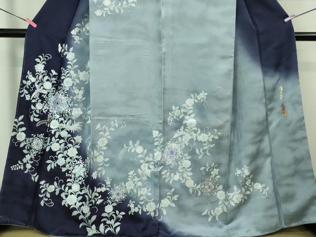 平和屋本店■極上　螺鈿作家　藤本隆士　訪問着　鳳凰花唐草文　暈し染め　銀彩　逸品　未使用　DZAA8241kh5