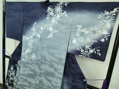 平和屋本店■極上　螺鈿作家　藤本隆士　訪問着　鳳凰花唐草文　暈し染め　銀彩　逸品　未使用　DZAA8241kh5