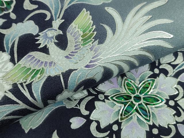 平和屋本店■極上　螺鈿作家　藤本隆士　訪問着　鳳凰花唐草文　暈し染め　銀彩　逸品　未使用　DZAA8241kh5