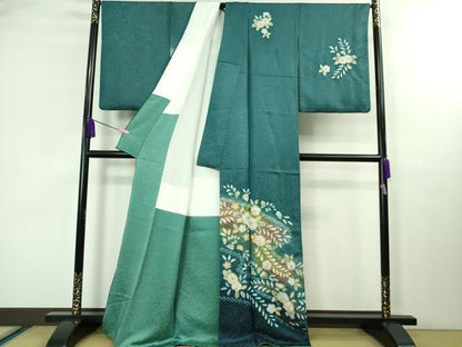 平和屋着物●極上　越後十日町の一流染匠　桐屋・翠山工房　徳永憲峯　訪問着　辻が花　暈し染め　金彩　金通し地　逸品　DZAA8243kh5