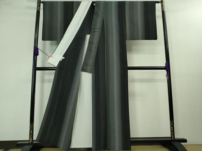 平和屋着物▽極上 本塩沢 やまだ織 単衣 縞 須藤麻紀作 証紙付き 逸品 DZAA8246kh5