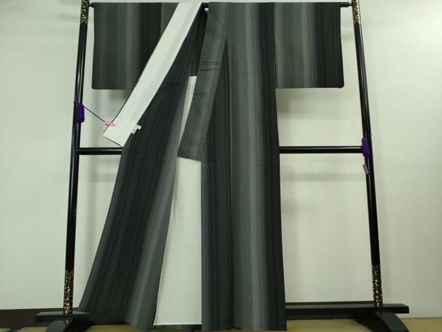 平和屋着物▽極上 本塩沢 やまだ織 単衣 縞 須藤麻紀作 証紙付き 逸品 DZAA8246kh5