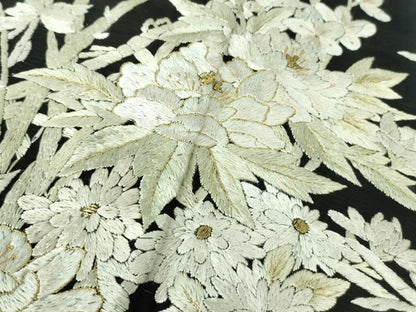 平和屋本店■極上　夏物　訪問着　絽　総刺繍　枝菊　秋草文　黒地　暈し染め　金糸　逸品　未使用　DZAA8248kh5
