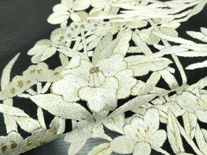 平和屋本店■極上　夏物　訪問着　絽　総刺繍　枝菊　秋草文　黒地　暈し染め　金糸　逸品　未使用　DZAA8248kh5