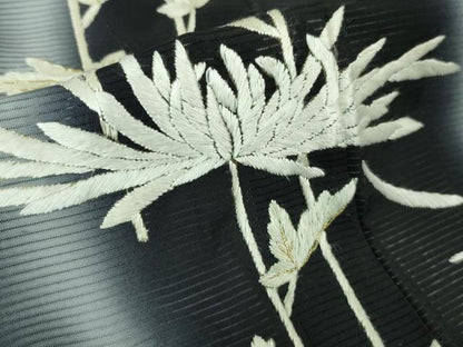平和屋本店■極上　夏物　訪問着　絽　総刺繍　枝菊　秋草文　黒地　暈し染め　金糸　逸品　未使用　DZAA8248kh5